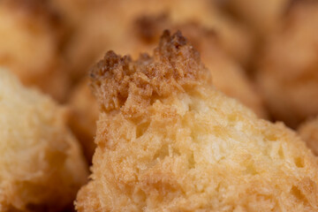 Small homemade coconut cookies made using coconut chips