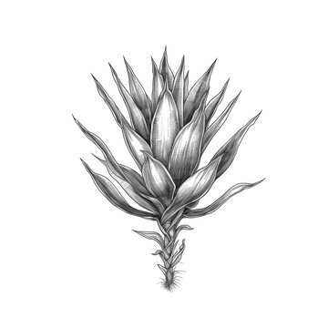 detailed grayscale agave plant drawing clip art preview