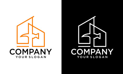 Real estate Building Logo Icon Design Vector. Creative Home Construction Concept Logo Design Template