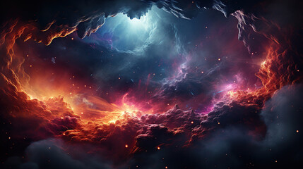 Fototapeta na wymiar Stars and material falls into a black hole. Abstract space wallpaper. Black hole with nebula over colorful stars and cloud fields in outer space.