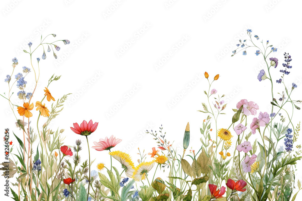 Wall mural dainty wildflowers as a frame border