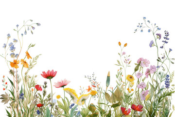 dainty wildflowers as a frame border - obrazy, fototapety, plakaty