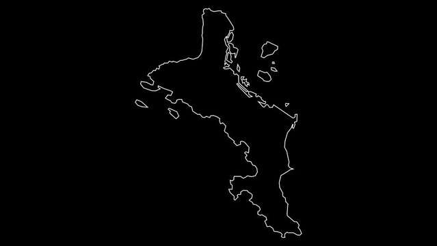 Mahe region map of Seychelles outline animation