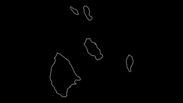 La Digue region map of Seychelles outline animation