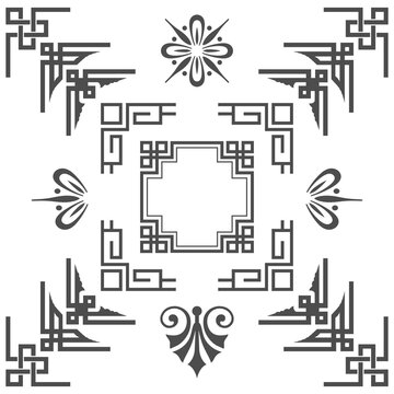 style chinese border vector corner secant classical