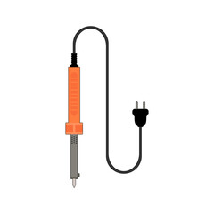 Soldering iron pen in lineal color icon, trendy style orange solder tool vector illustration. Editable graphic resources for many purposes.