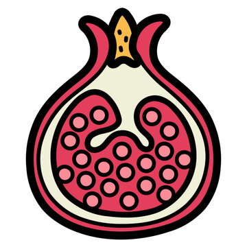 red pomegranate fruit cut open clip art preview