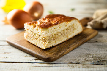 Traditional homemade savory pie with cabbage