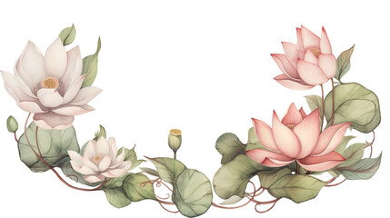 lotus leaves as a frame border, isolated