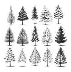 Set of Christmas tree elements vector