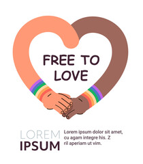 hands in heart shape with lgbt rainbow flags gay lesbian love parade pride festival transgender love concept