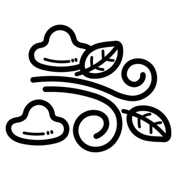 black and white wind with clouds and leaves clip art preview