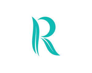 Green leaves forming R Letter vector