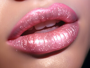 close up lips of woman