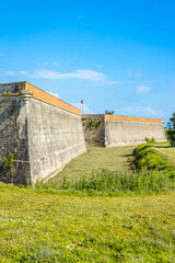 Fototapeta na wymiar Bastion of Fort la Prée in La Flotte, France and its fortified walls