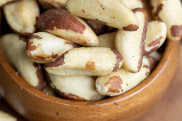 Peeled Brazil nuts on the table