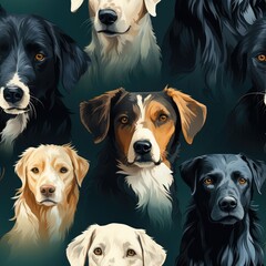 Seamless template with a dogs. AI generated