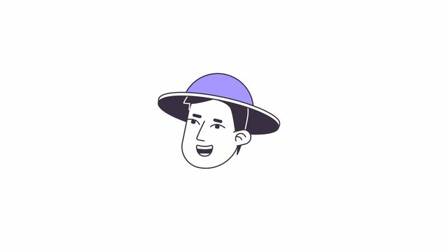 Summer vacationers line 2D avatar icon animation pack. Summertime travelers flat linear cartoon 4K video collection, alpha channel. Teenagers animated people facial expressions on white background