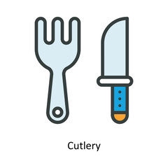 Cutlery Vector  Fill outline Icon Design illustration. Kitchen and home  Symbol on White background EPS 10 File