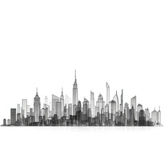 Naklejka premium urban city skyline ai generated