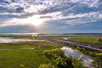 Early evening sky above Mobile Bay in April