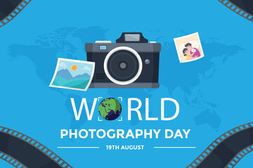Free vector flat background for world photography day celebration