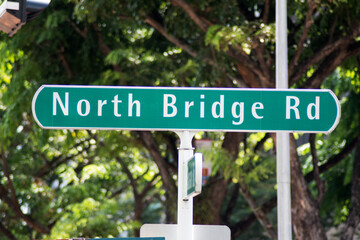 Fototapeta premium Street sign of North Bridge Road from the city of Singapore