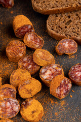 fresh dried pork sausage in turmeric