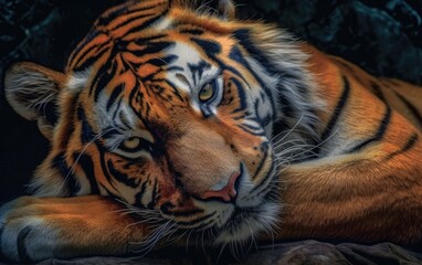 Close up of the portrait of a tiger.