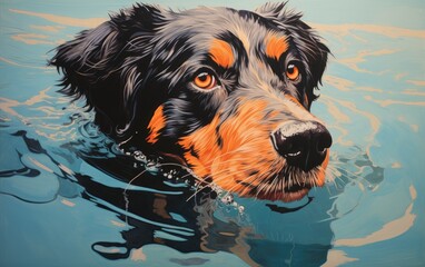 Portrait of a dog in the water.