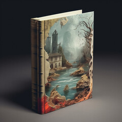 A book sit on the dark background.