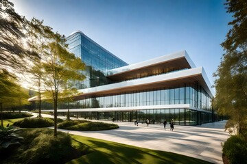 Obraz premium view of modern glass building AI generated