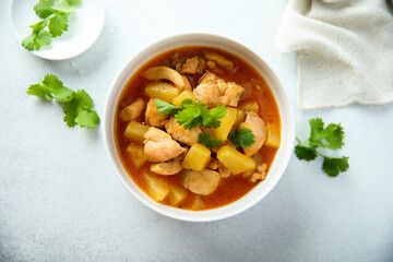 Chicken ragout with pineapple and spices