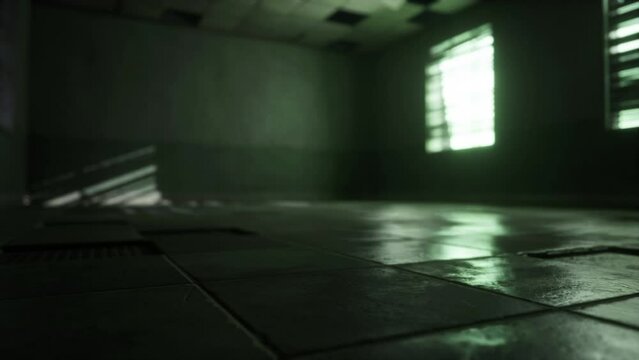 Set up view of dark room abandoned in the Psychiatric Hospital