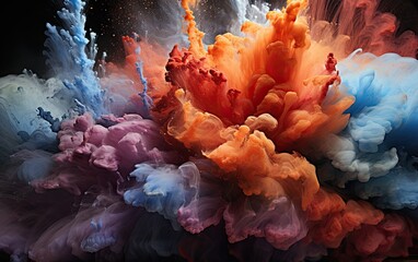 Colorful background with explosion smoke of powder.