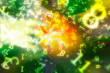numerology, numbers on the background of an abstraction made from a photograph, with a twisting effect