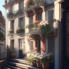 Flowers on the balcony of the house