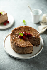 Homemade chocolate cheesecake	