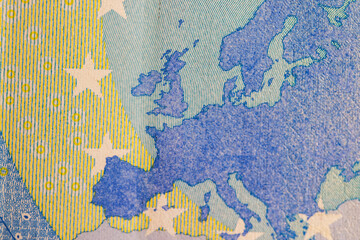 Twenty euros orange color photographed close-up