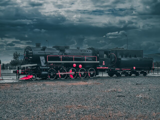 Obraz premium Steam train in the countryside, retro, vintage