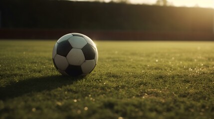 Fototapeta premium soccer ball on the grass