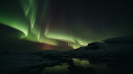 Fototapeta na wymiar aurora borealis over the sea