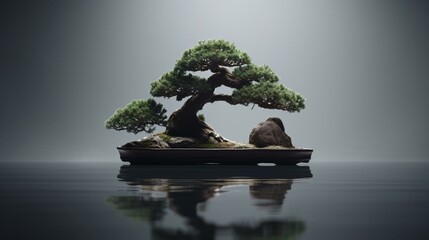 Fototapeta premium bonsai tree in a vase on the table