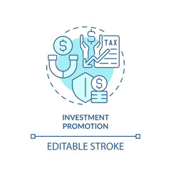Editable investment promotion icon, isolated vector, foreign direct investment thin line illustration.
