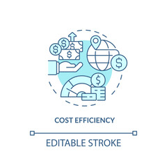 Editable cost efficiency icon, isolated vector, foreign direct investment thin line illustration.