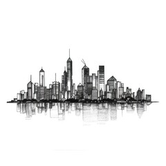 Naklejka premium building city skyline ai generated