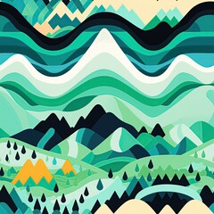 AI-Generated Nature-Inspired Abstractions: Exploring Geometric Patterns of Mountains, Waves, and Leaves
