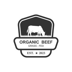 Retro Vintage Farm Cattle Angus Livestock Beef Emblem Label logo design vector