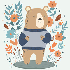 bear in a sweater in a flat style, on a white background vector