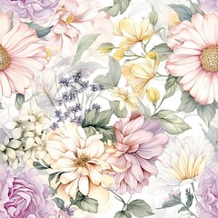 AI-Generated Elegant Blooms: Graceful Seamless Floral Patterns with Timeless Charm